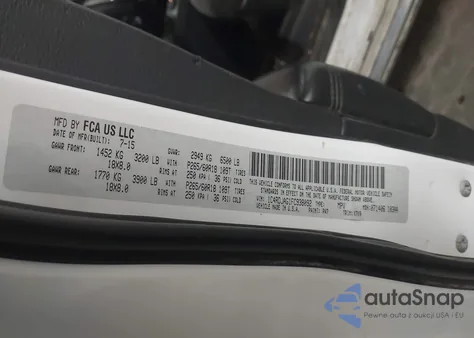 2015 Dodge Durango Sxt z USA, uszkodzony, nr VIN 1C4RDJAG1FC938092